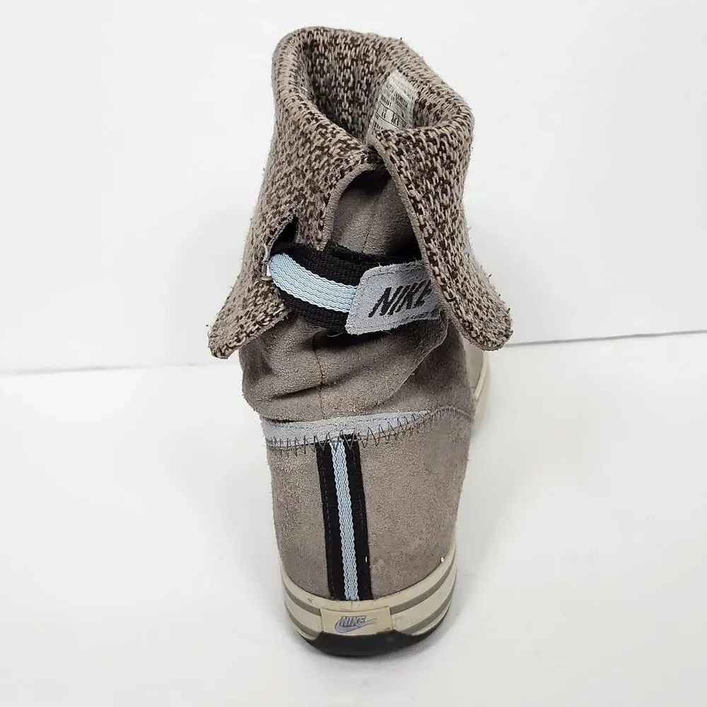 Nike Gray Suede Mid Calf Boots Womens Size 9 US Ankle Knit Cuff 316394-041 Y2K